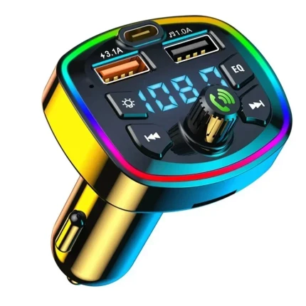 Автомобільний FM-модулятор Vikefon ФМ-трансмітер, Bluetooth 2 USB + type-c